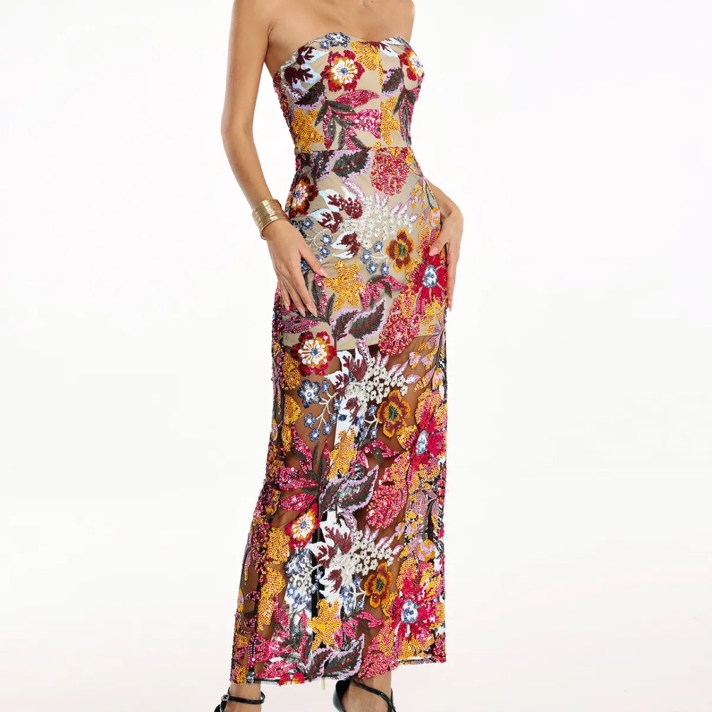 Bella Barnett Satu Floral Glitter Maxi Dress